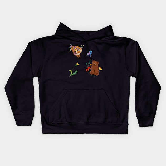 Baby bear and the fox Kids Hoodie by TatianaBS